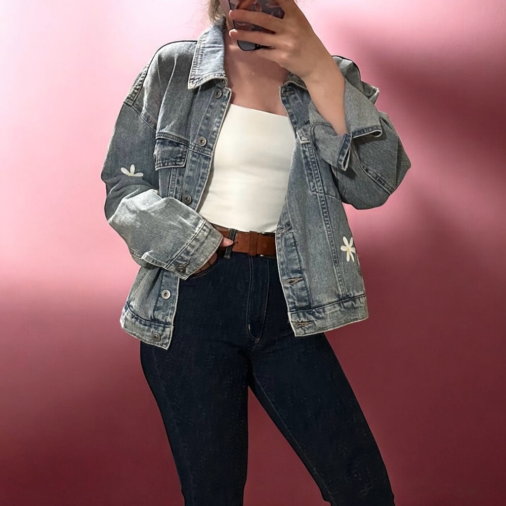 CHARLIE B - Blue Jean Jacket with White Accents